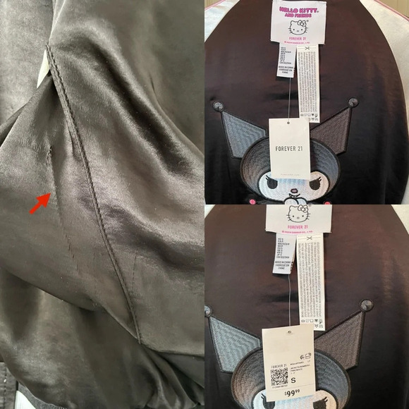 Hello Kitty And Friends x Forever 21 Reversible Pink & Black Small Bomber Jacket - Picture 15 of 16